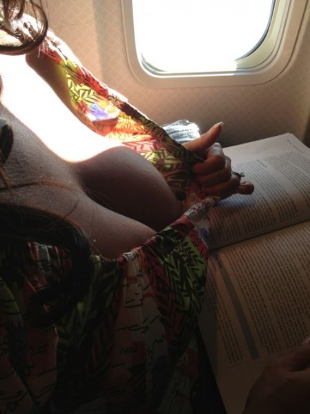 wife nude on airplane