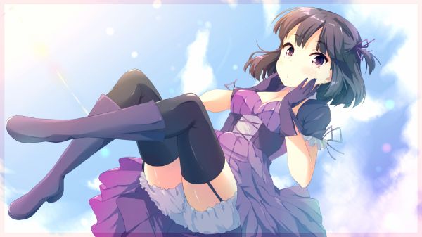 falling anime girl short dress