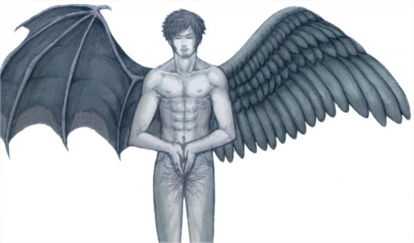 half angel half demon drawings