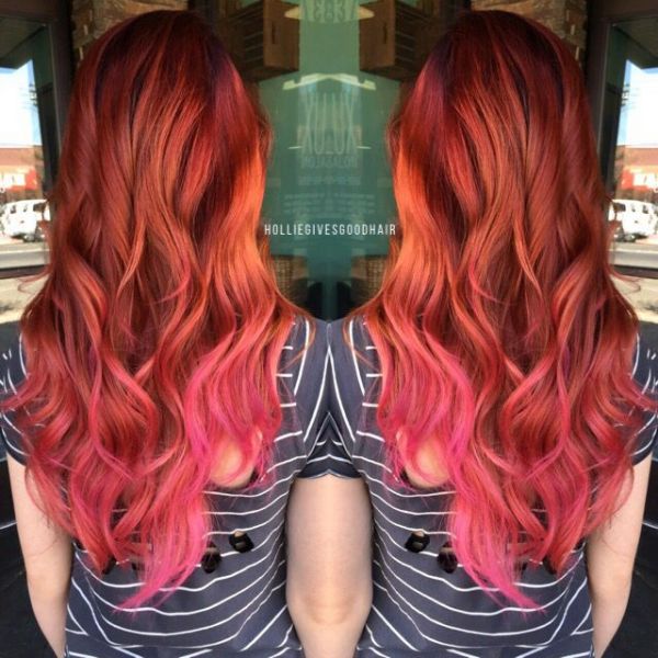 red and blonde ombre