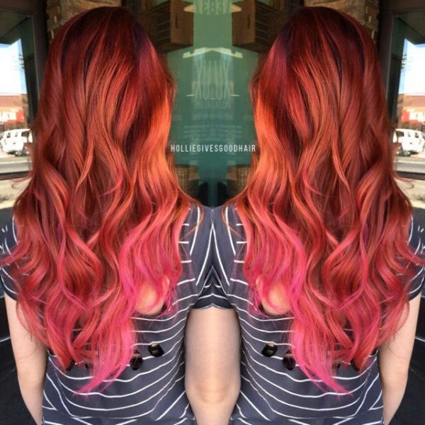 red and blonde ombre