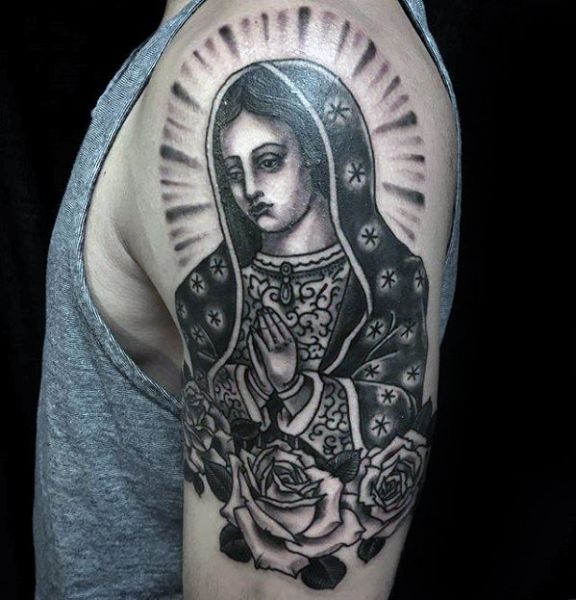virgin mary outline tattoo stencil