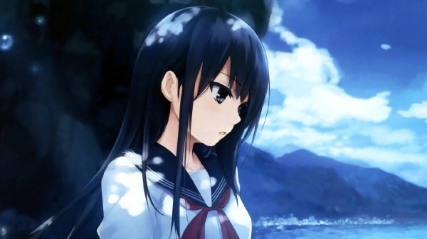 anime girl with short hair and light eyes