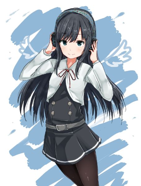 anime girl with dark blue hair