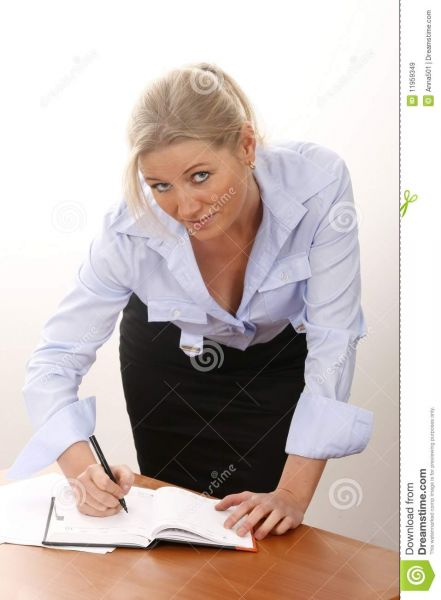 female office worker near computer