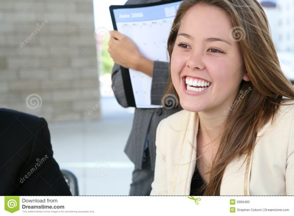 laughing woman driving