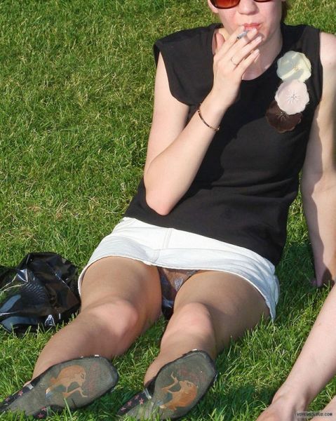 grass sitting upskirt panties candid