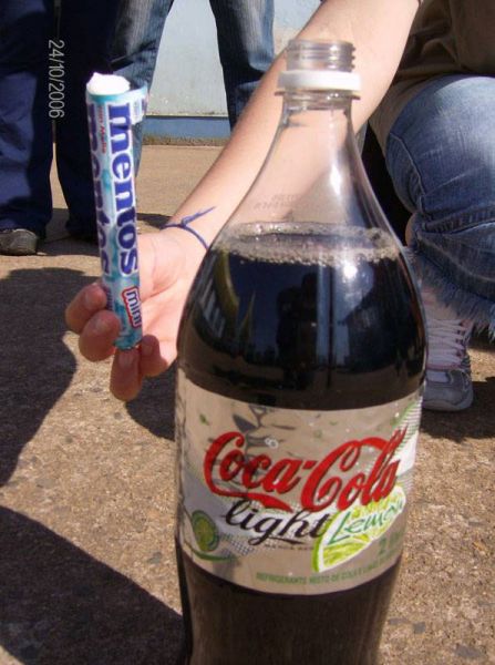coca cola and mentos bottle rocket