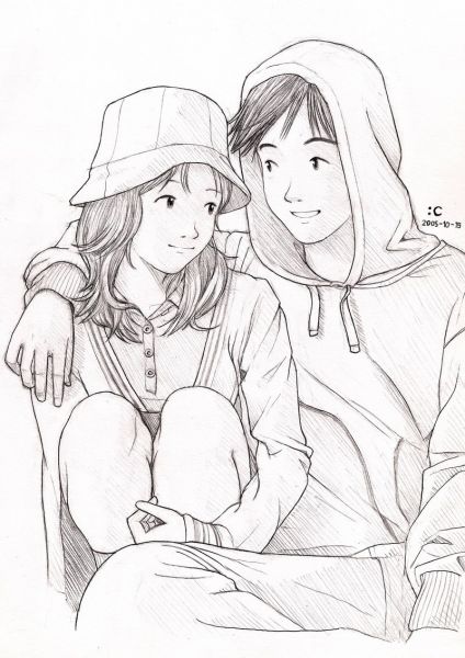 cute couple drawings to color