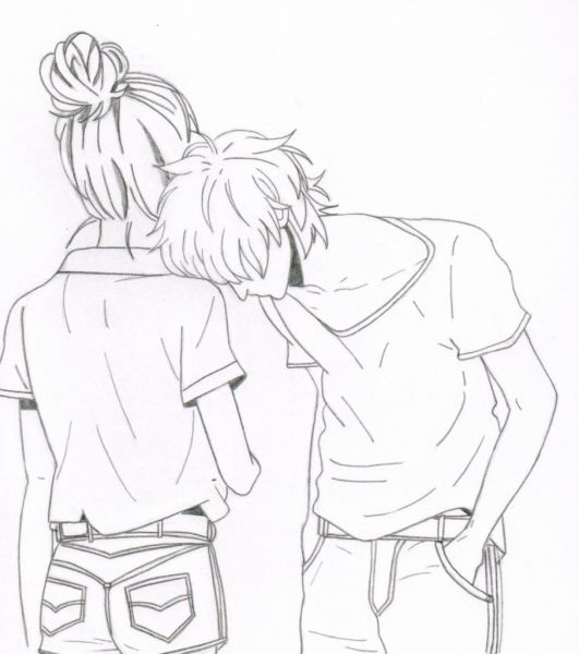 cute anime couple drawing love