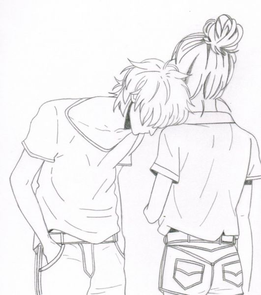 easy draw anime kissing