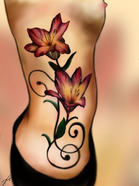 flower arm tattoos for girls