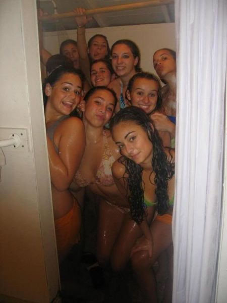 teen group shower