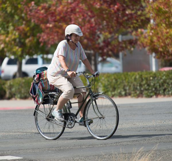 beautiful woman on bike