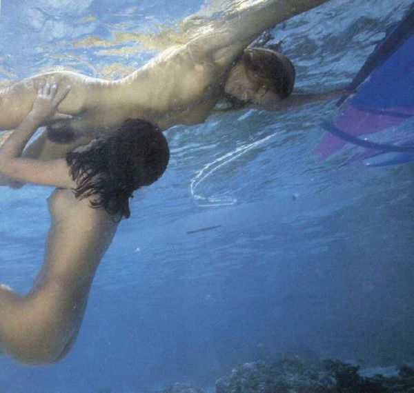 girl skinny dipping underwater gif