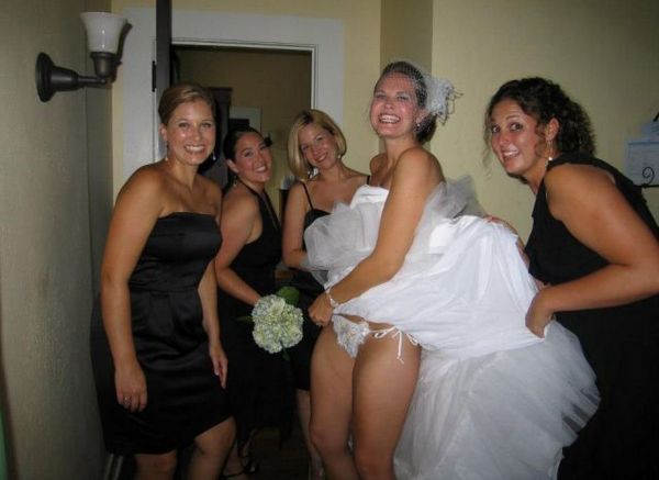 girls flashing at a wedding