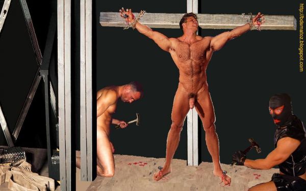 naked men crucified