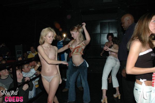 drunk girls stripping on stage