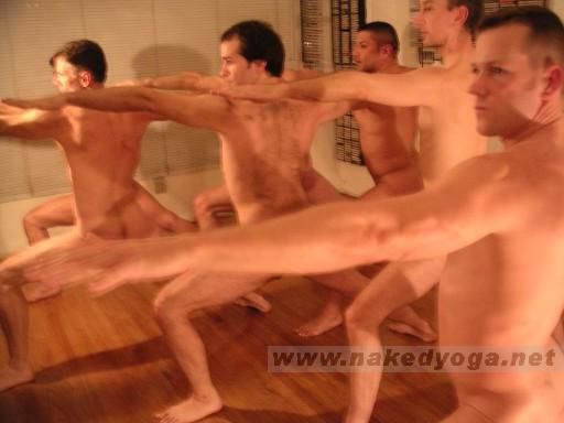 men doing naked yoga