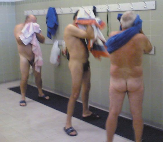 nude men in shower