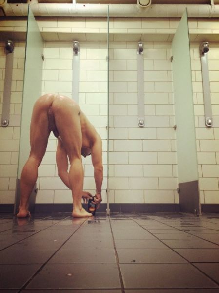 men in gym showers