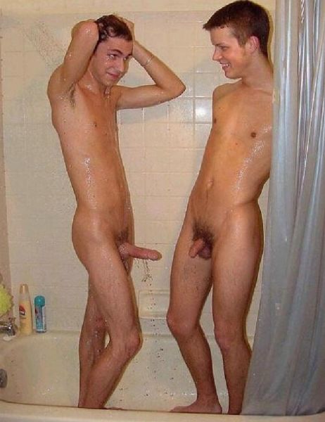 nude men shower together gif
