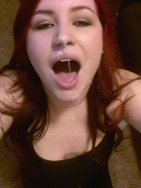 self shot mouth full of cum