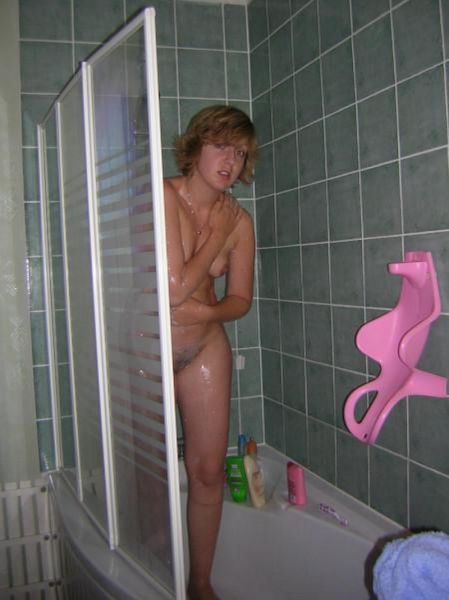 female butt naked in shower