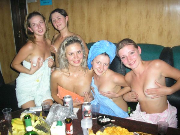 group of nude blonde women
