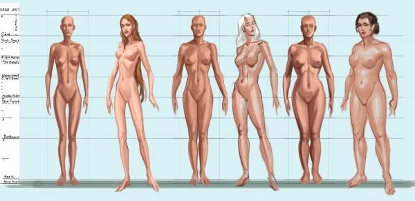 straight nude female body