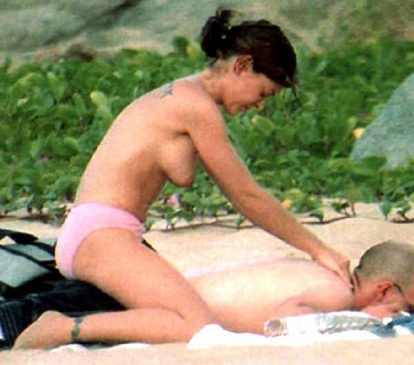 alyssa milano pink swimsuit