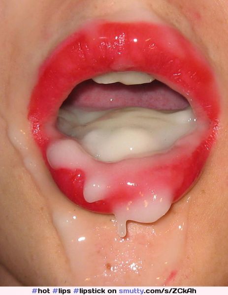 licking cum off lips