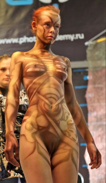 women body paint before