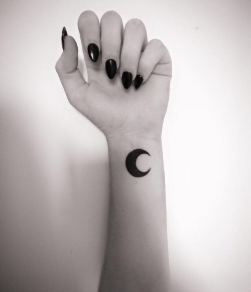 blue crescent moon tattoo