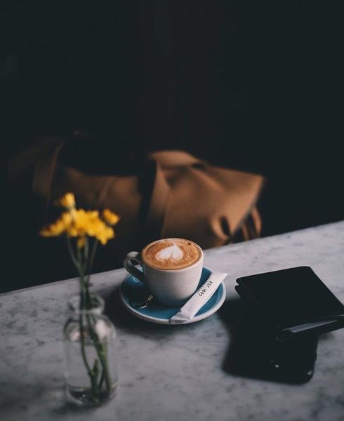 cute couple morning coffee