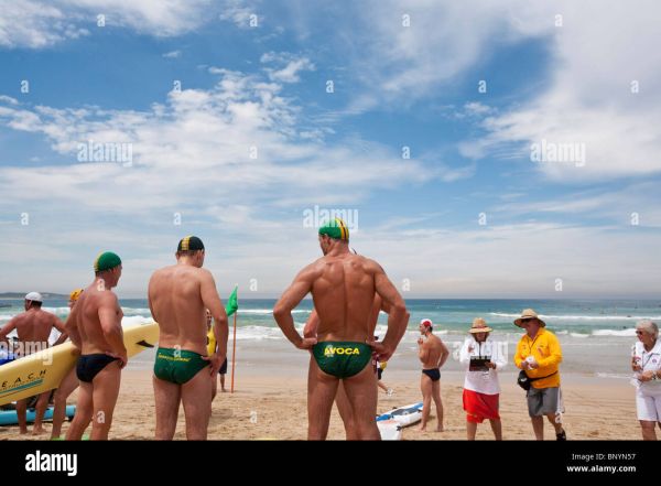lifeguards in purple speedos