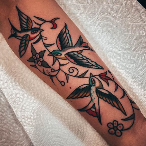 swallow tattoo purple