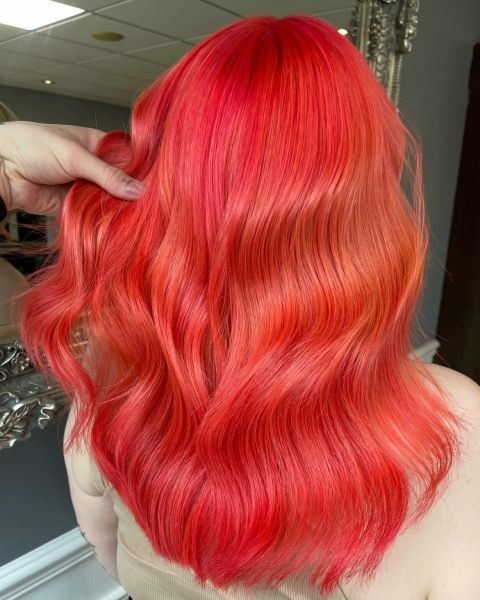 coral and blue hair
