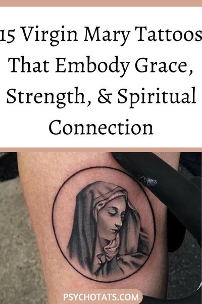virgin mary tattoo with angle