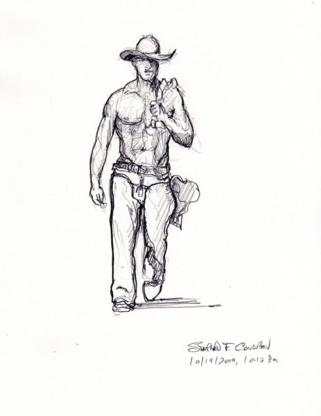 cartoon cowboy shooting