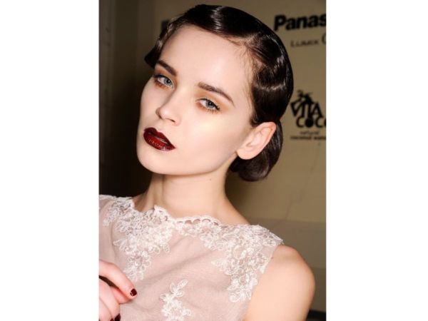 man wearing red lipstick
