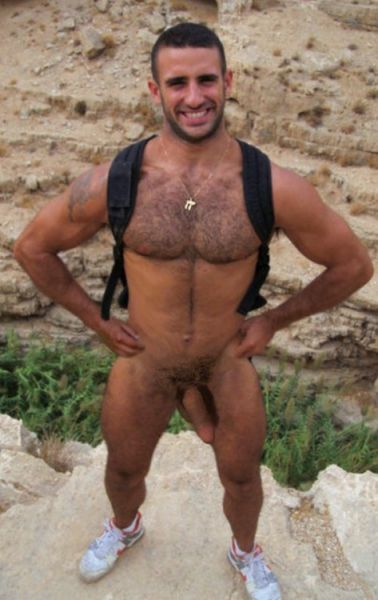 men sitting naked outdoors