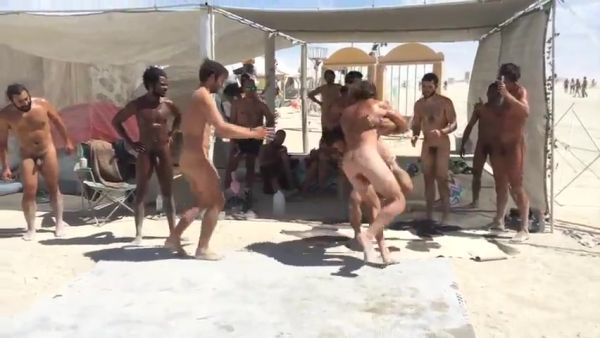 men with erections on beach