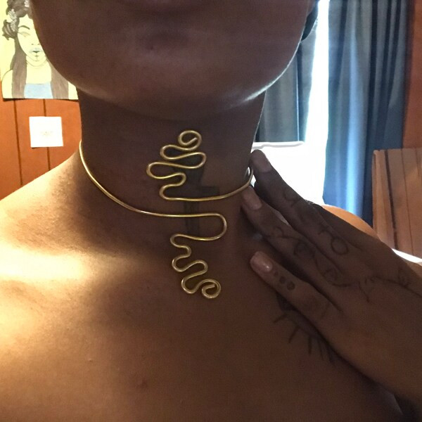 a woman in neck cuff