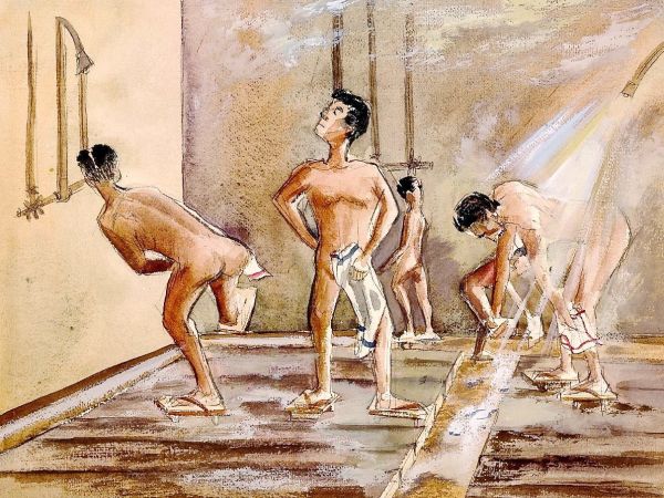 outdoor shower nude men