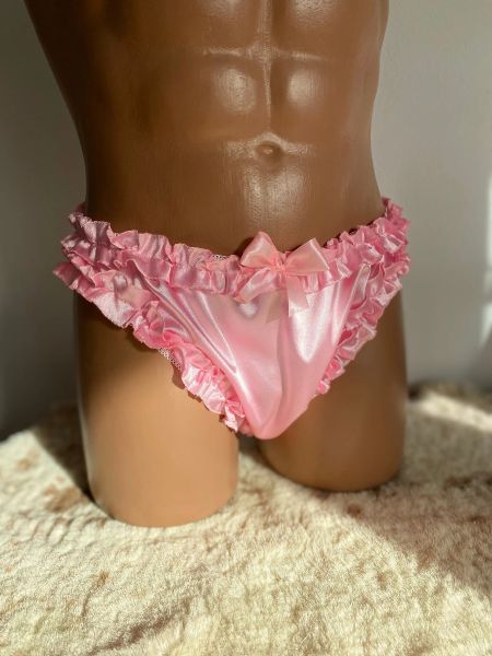 pink satin briefs for men