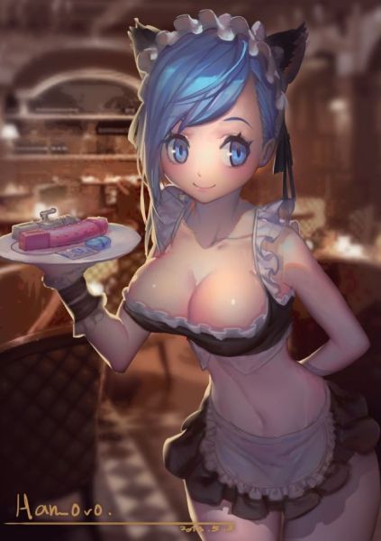 pink anime maid girl