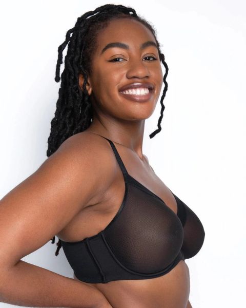 black mesh triangle bra
