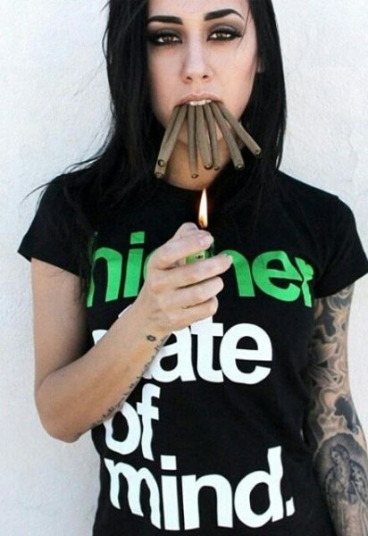 girl in ski mask smoking weed