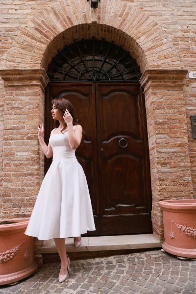 reception wedding dress short lace